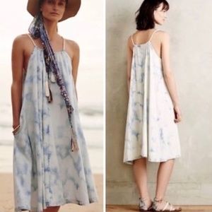 New - Anthropologie - Holding Horses Halter Denim Tie Die Dress - size XS